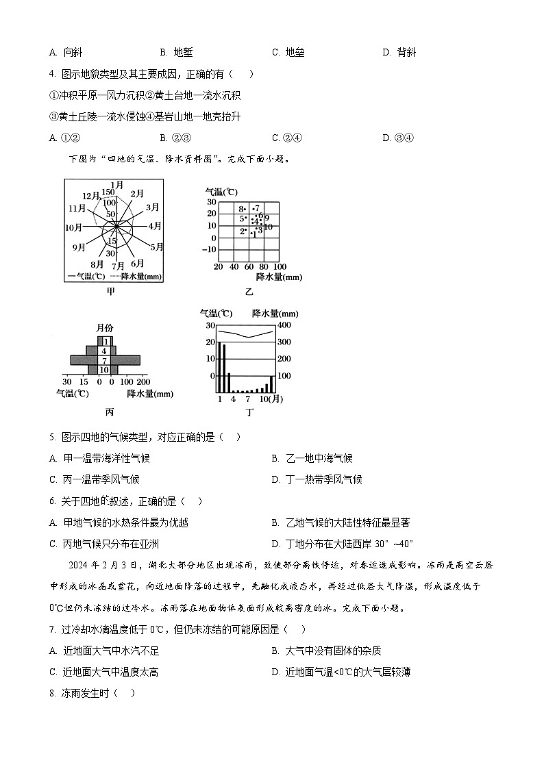 2024浙江省浙里特色联盟高二下学期4月期中考试地理含解析02