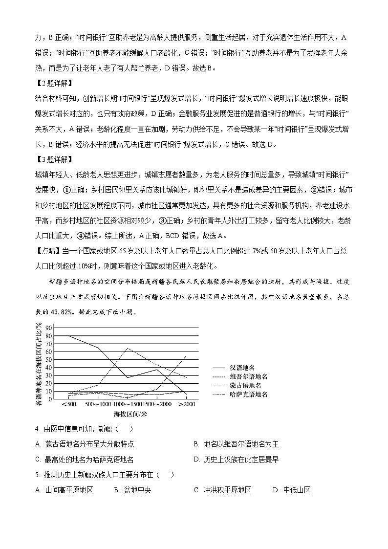 2024届湖南师范大学附属中学高三下学期模拟（二）地理试题（原卷版+解析版）02