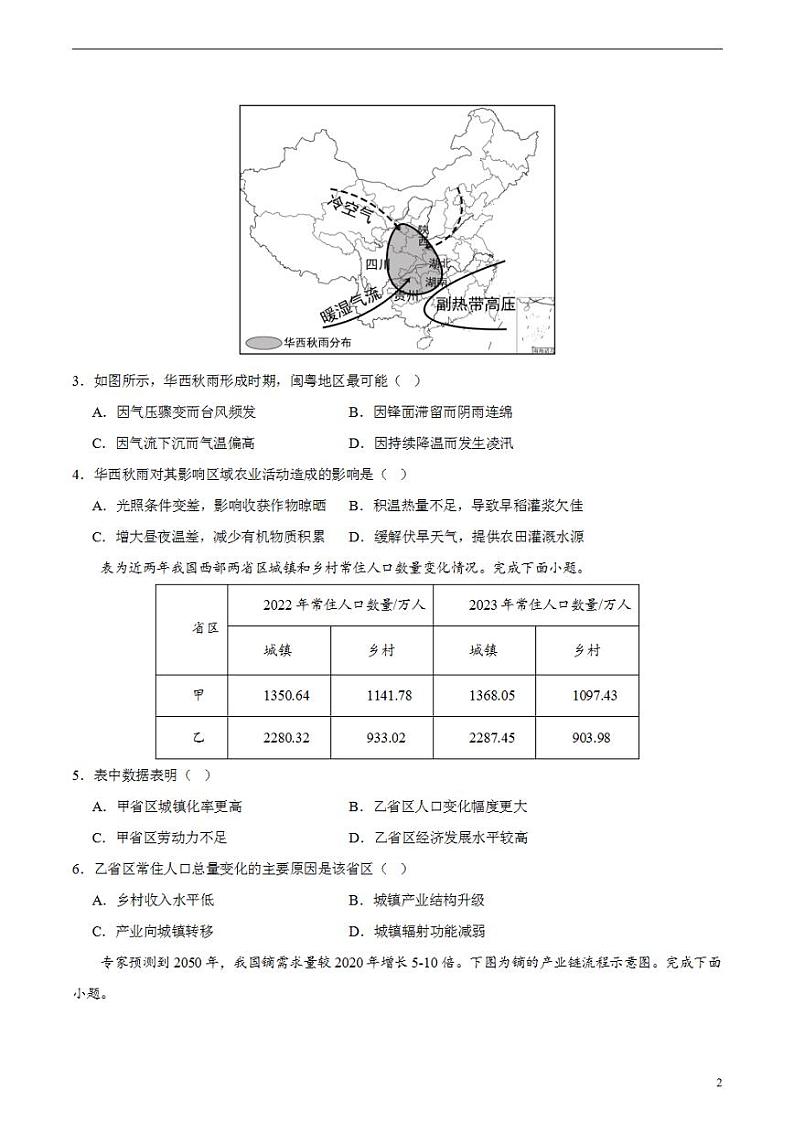 2024年高考押题预测卷—地理（广东卷01）考试版02