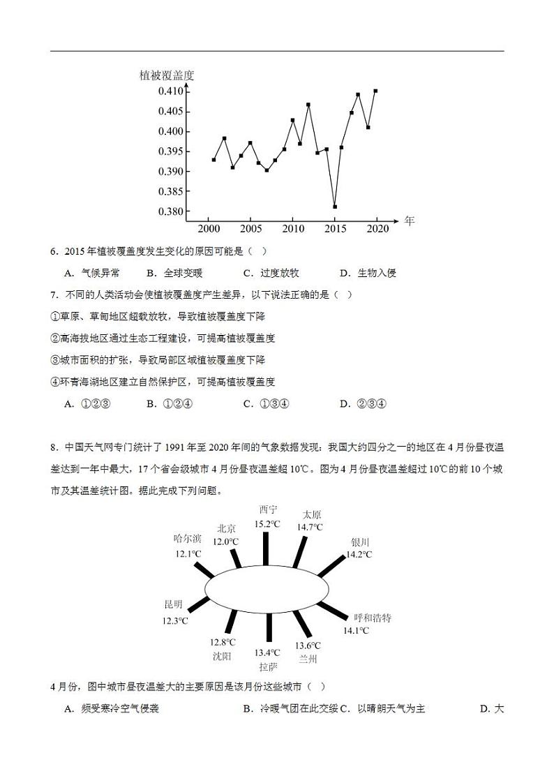 2024年高考押题预测卷—地理（天津卷03）（考试版）03