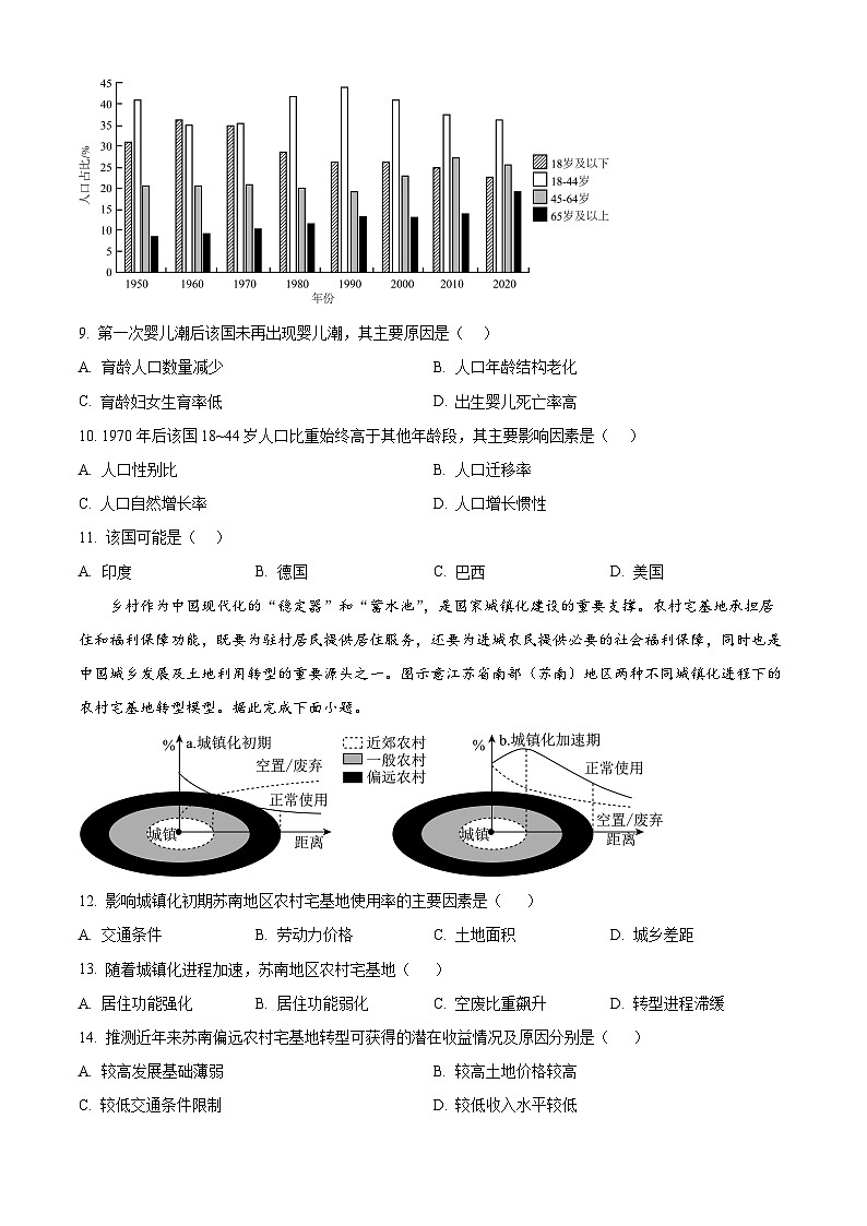福建省漳州市龙文区漳州实验高级中学2023-2024学年高一下学期4月期中地理试题（原卷版+解析版）03
