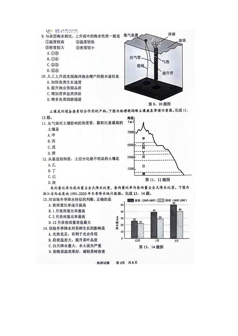 2024届浙江省高三宁波二模地理试题及答案第3页