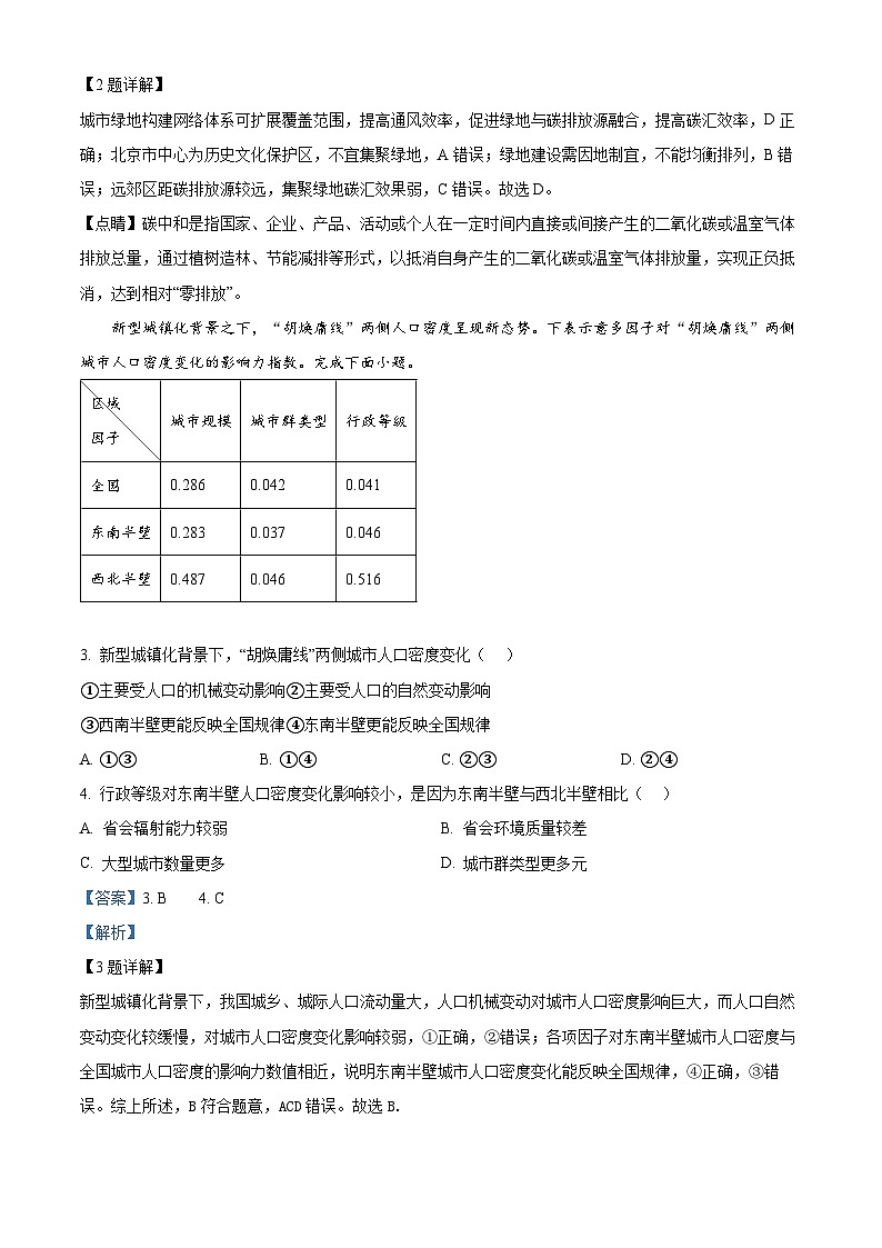 2024届江西省萍乡中学高三第二次模拟考试地理试题（原卷版+解析版）02