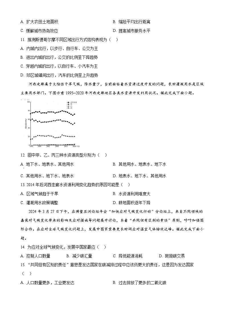 山东省菏泽市2023-2024学年高二下学期期中地理试题A（原卷版+解析版）03