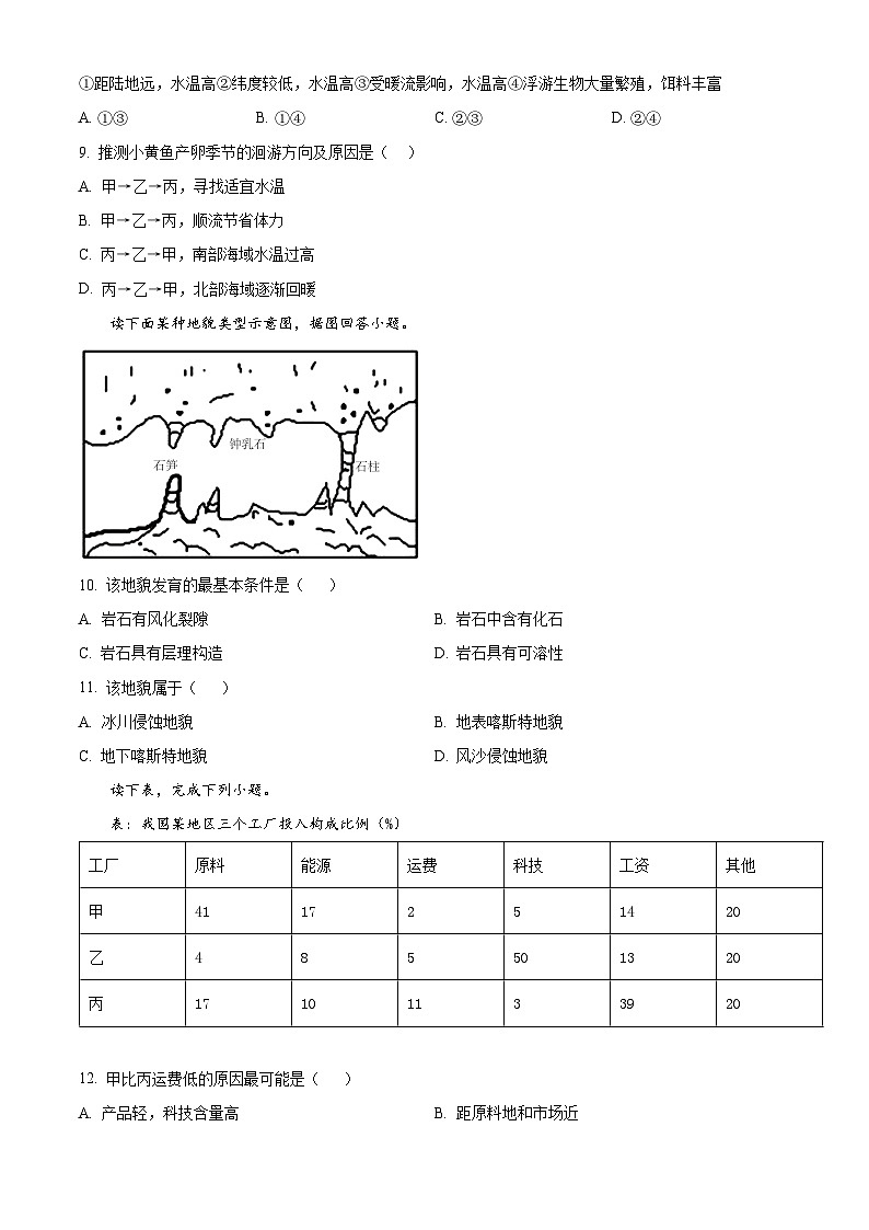 陕西省西安市周至县第四中学2023-2024学年高一下学期期中地理试题（原卷版+解析版）03
