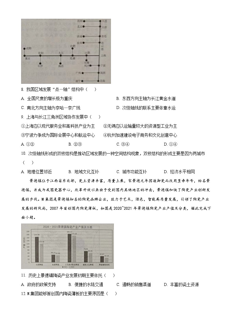 河北省张家口市尚义县第一中学等校2023-2024学年高二下学期期中考试地理试题（原卷版）第3页