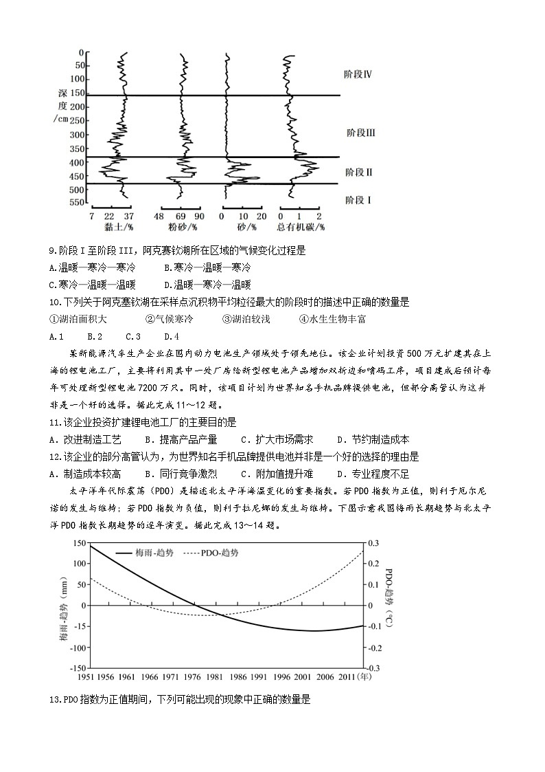 2024届辽宁省辽阳石油化纤公司高级中学高三学科诊断性测试地理试题第3页
