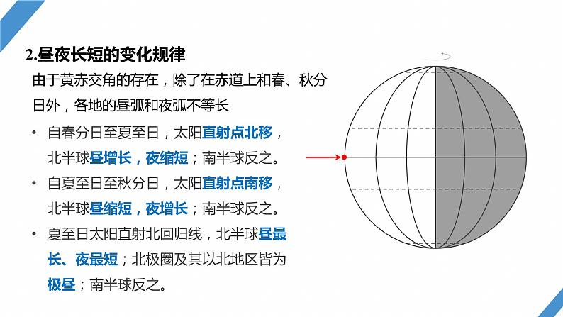 最新高考地理一轮复习（新人教版） 第1部分   第2章　第3讲　课时10  昼夜长短的变化【课件+讲义+练习】05