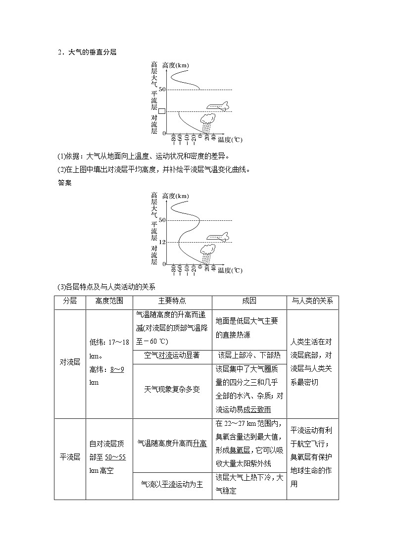 最新高考地理一轮复习（新人教版） 第1部分   第3章 第1讲 课时12　大气的组成和垂直分层　大气的受热过程【课件+讲义+练习】03