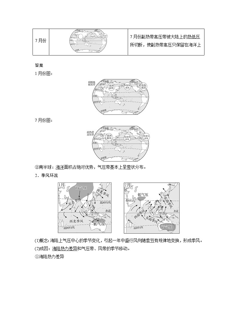 2024年高考地理一轮复习（新人教版） 第1部分　第3章　第3讲　课时17　海陆分布对气压带和风带的影响（教师版）第2页