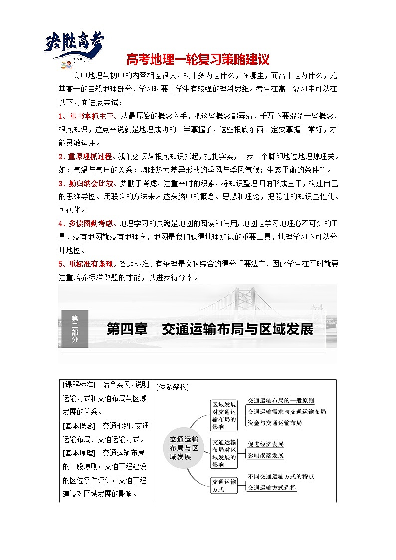 最新高考地理一轮复习（新人教版） 第2部分　第4章　课时54　区域发展对交通运输布局的影响【课件+讲义+练习】01