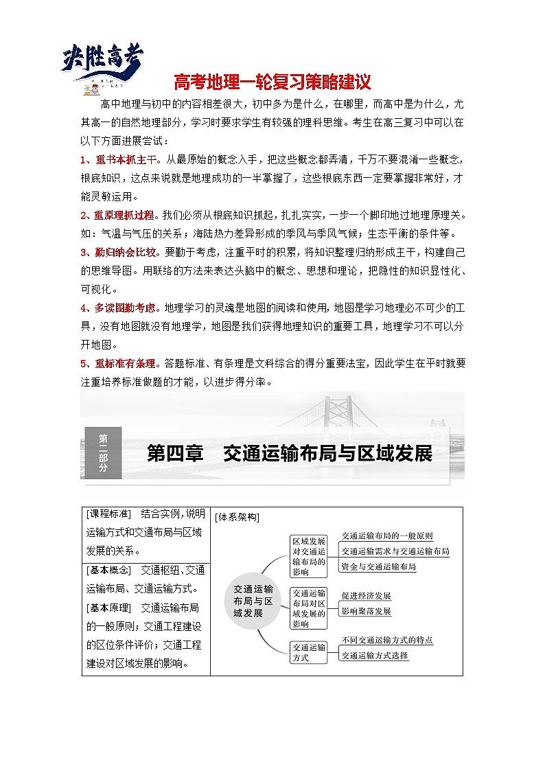 最新高考地理一轮复习（新人教版） 第2部分　第4章　课时54　区域发展对交通运输布局的影响【课件+讲义+练习】01