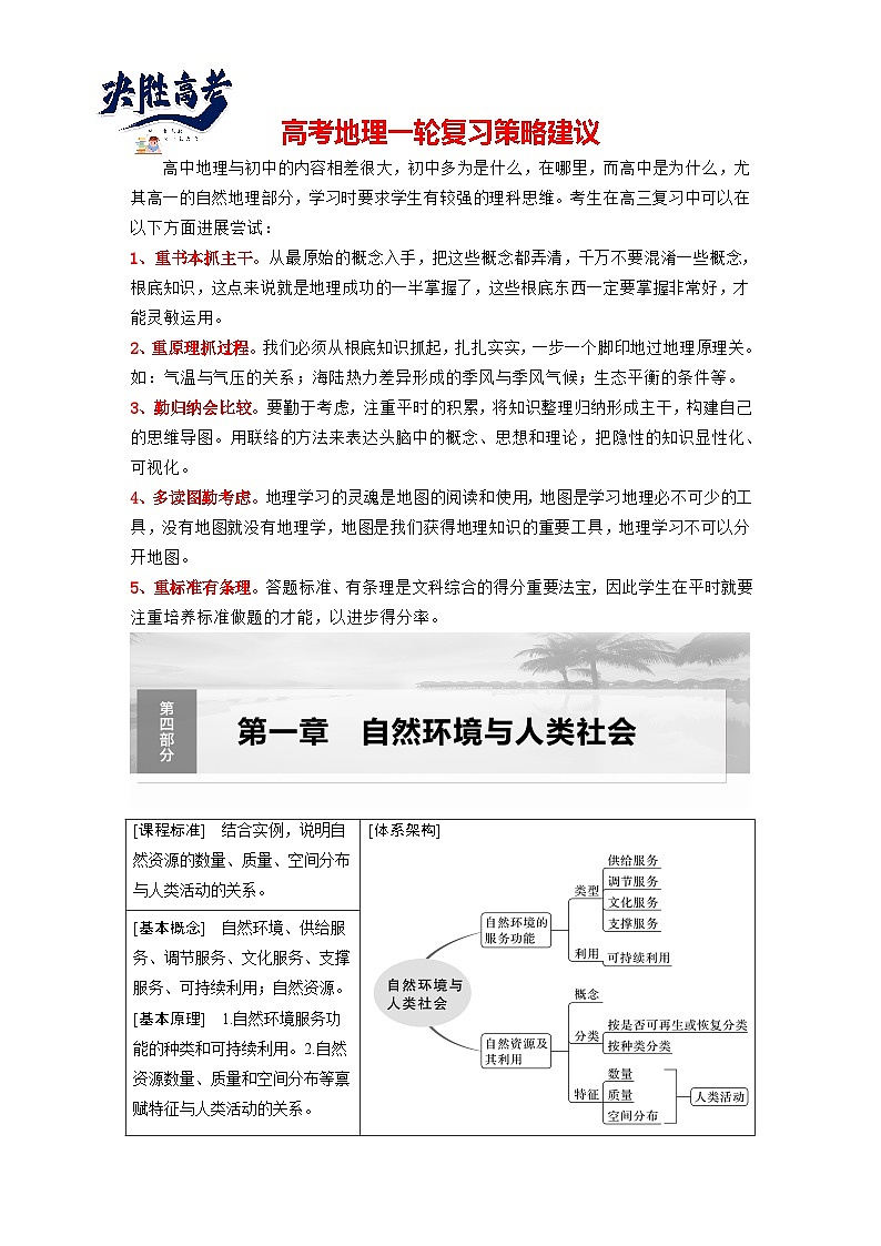 2024年高考地理一轮复习（新人教版） 第4部分　第1章　课时69　自然环境与人类社会（学生版）第1页