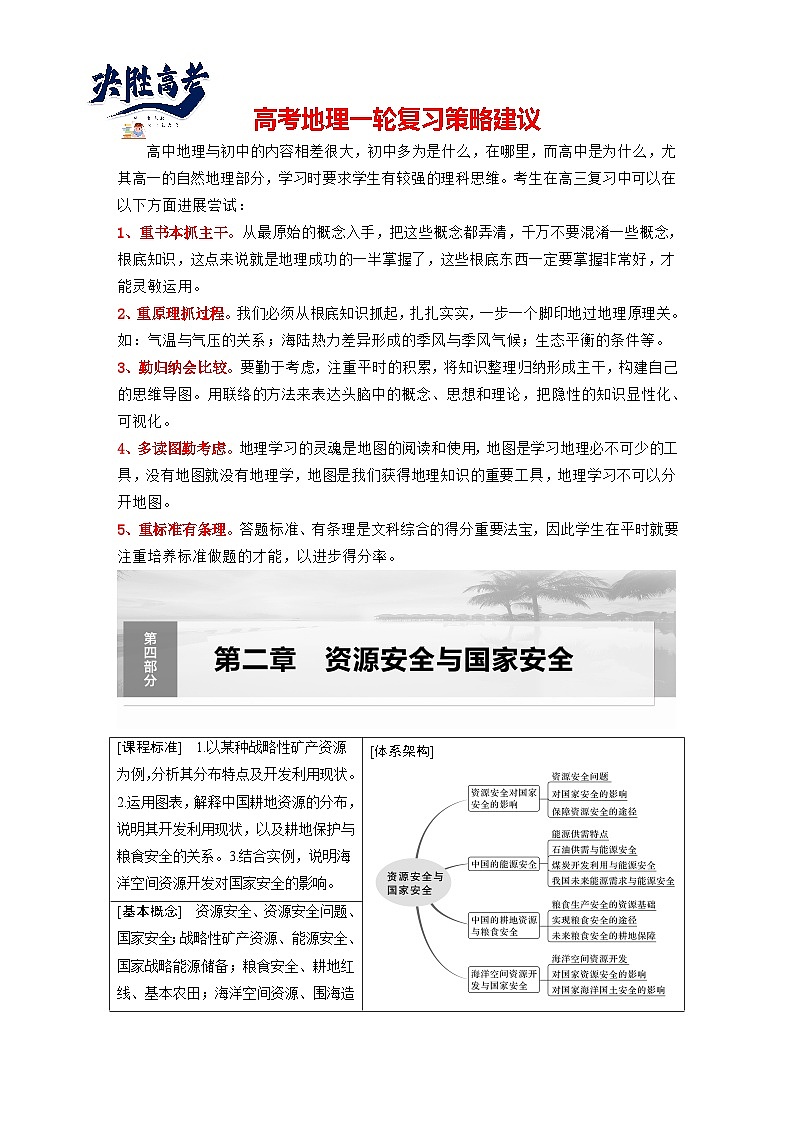 最新高考地理一轮复习（新人教版） 第4部分　第2章　课时70　资源安全对国家安全的影响【课件+讲义+练习】01
