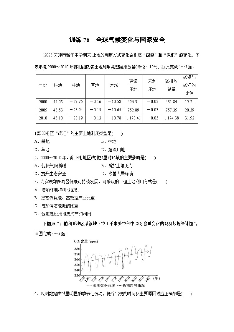第四部分　第三章　训练76　全球气候变化与国家安全第1页