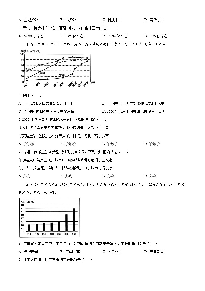 浙江省杭州市七彩阳光新高考研究联盟2023-2024学年高一下学期期中联考地理试题（Word版附解析）02