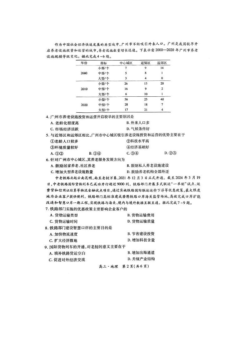 江西省部分重点中学2024届高三下学期4月二轮复习验收考试地理PDF版含解析02