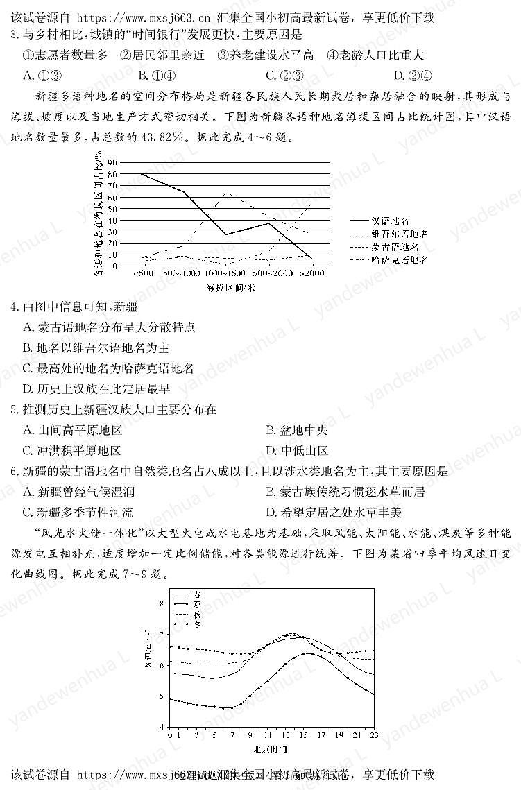 2024届湖南师范大学附属中学高三下学期模拟（二）地理试题第2页