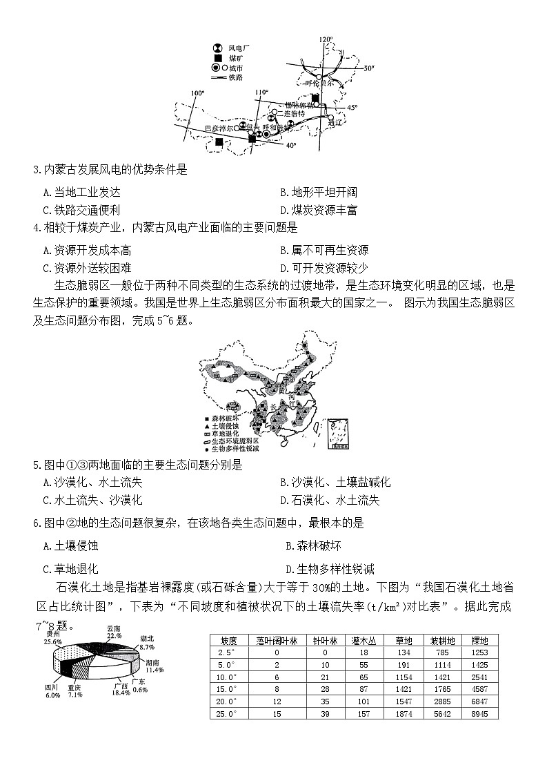 2024合肥百花中学等四校联考高二下学期5月期中考试地理含答案02
