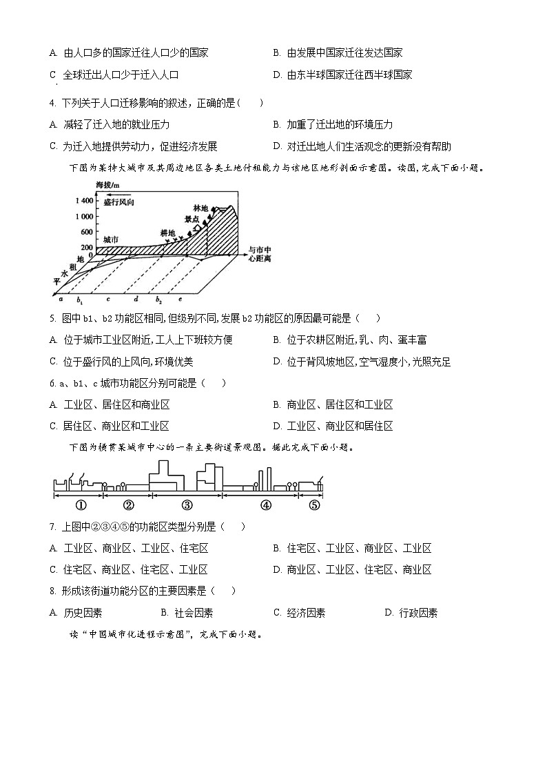 陕西省西安市蓝田县大学区2023-2024学年高一下学期期中地理试题（原卷版）第2页