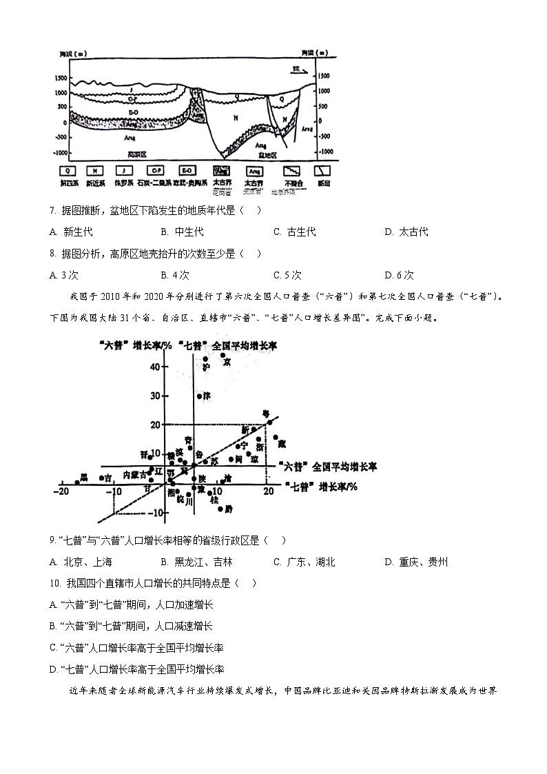 2024届天津市高三二模地理试题（原卷版）第3页