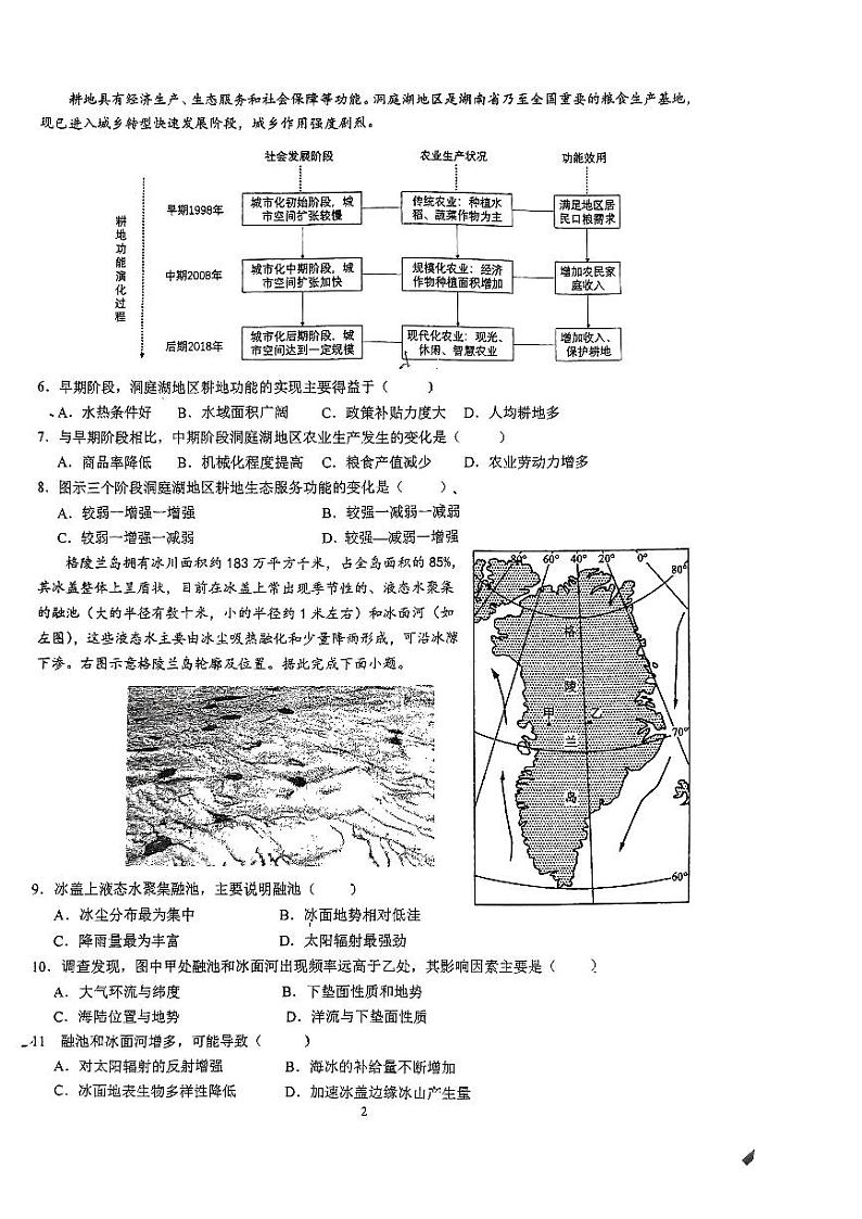 2024届福建省福州市仓山区福建师范大学附属中学高考一模地理试题02