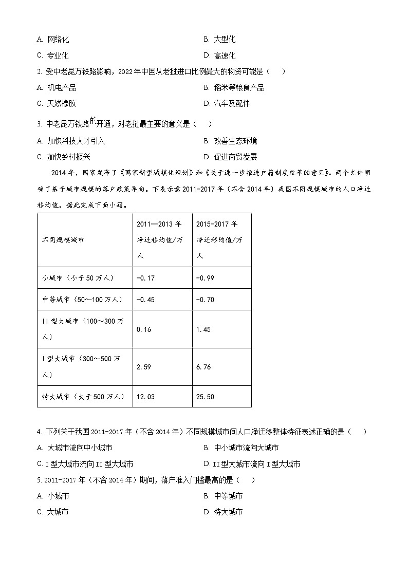 江西省宜春市第一中学42024届高三下学期模拟地理试题二（Word版附答案）02