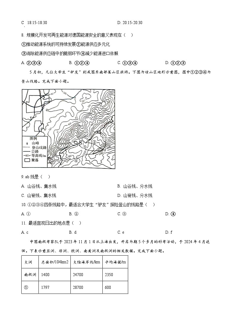 山西省忻州市2023-2024学年高二下学期4月期中考试地理试卷（Word版附解析）03