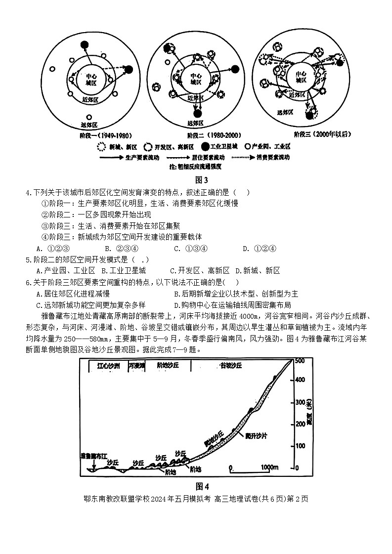 2024湖北省鄂东南省级示范联盟学校高三下学期5月一模试题地理含答案02
