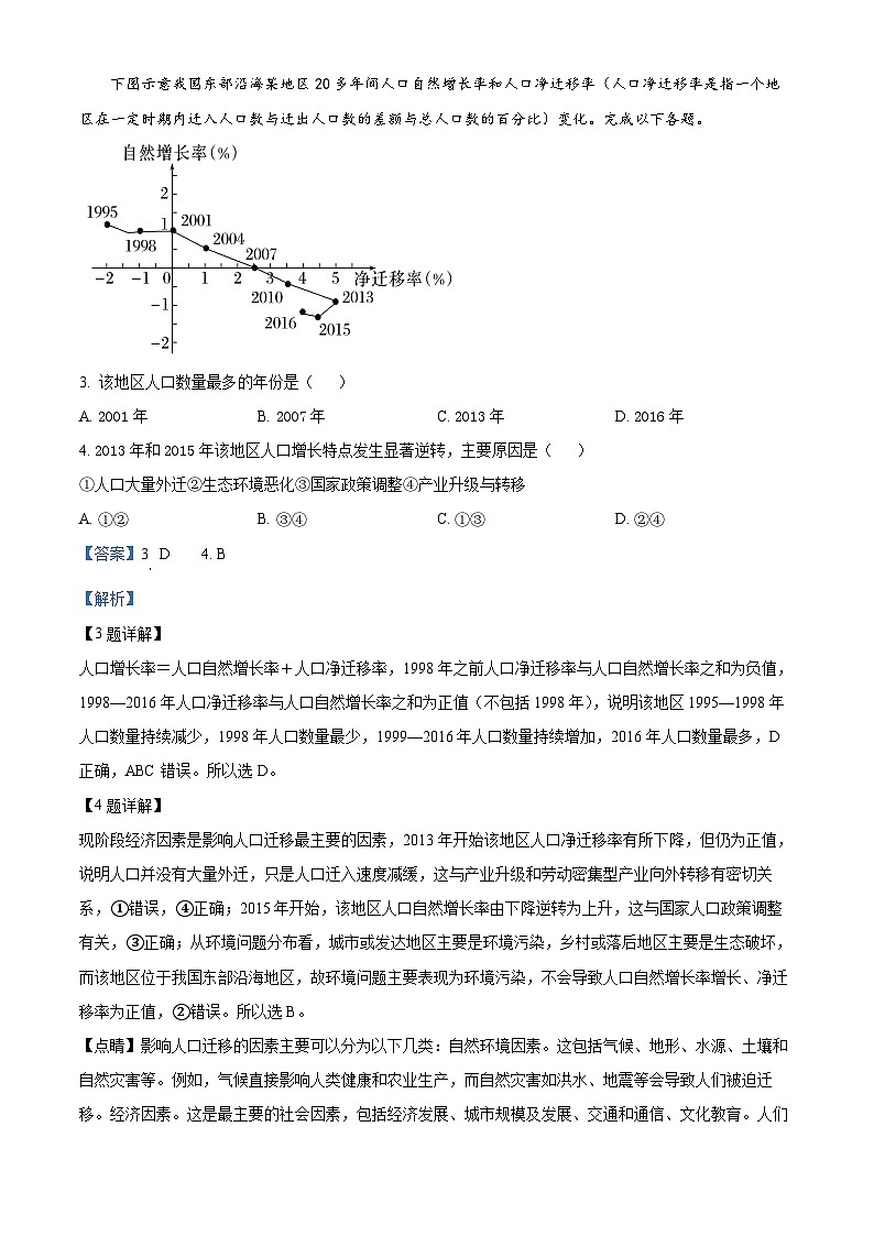 广东省潮州市松昌中学2023-2024学年高一下学期期中考试地理试题（原卷版+解析版）02