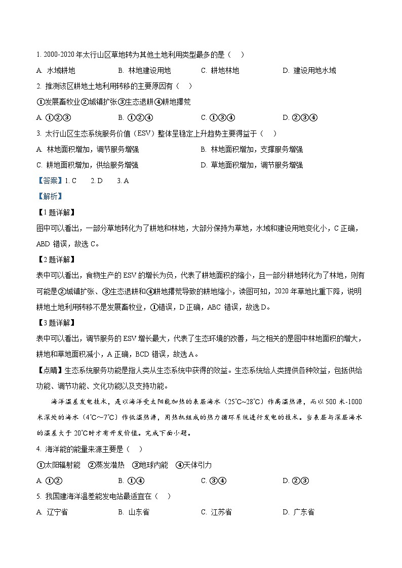 山东省德州市部分学校2023-2024学年高二下学期期中考试地理试题（原卷版+解析版）02