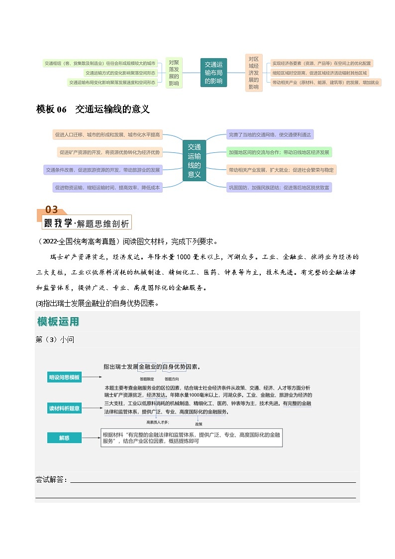 【答题技巧】题型08 服务业与交通运输（答题模版）-最新高考地理答题技巧与模板构建03