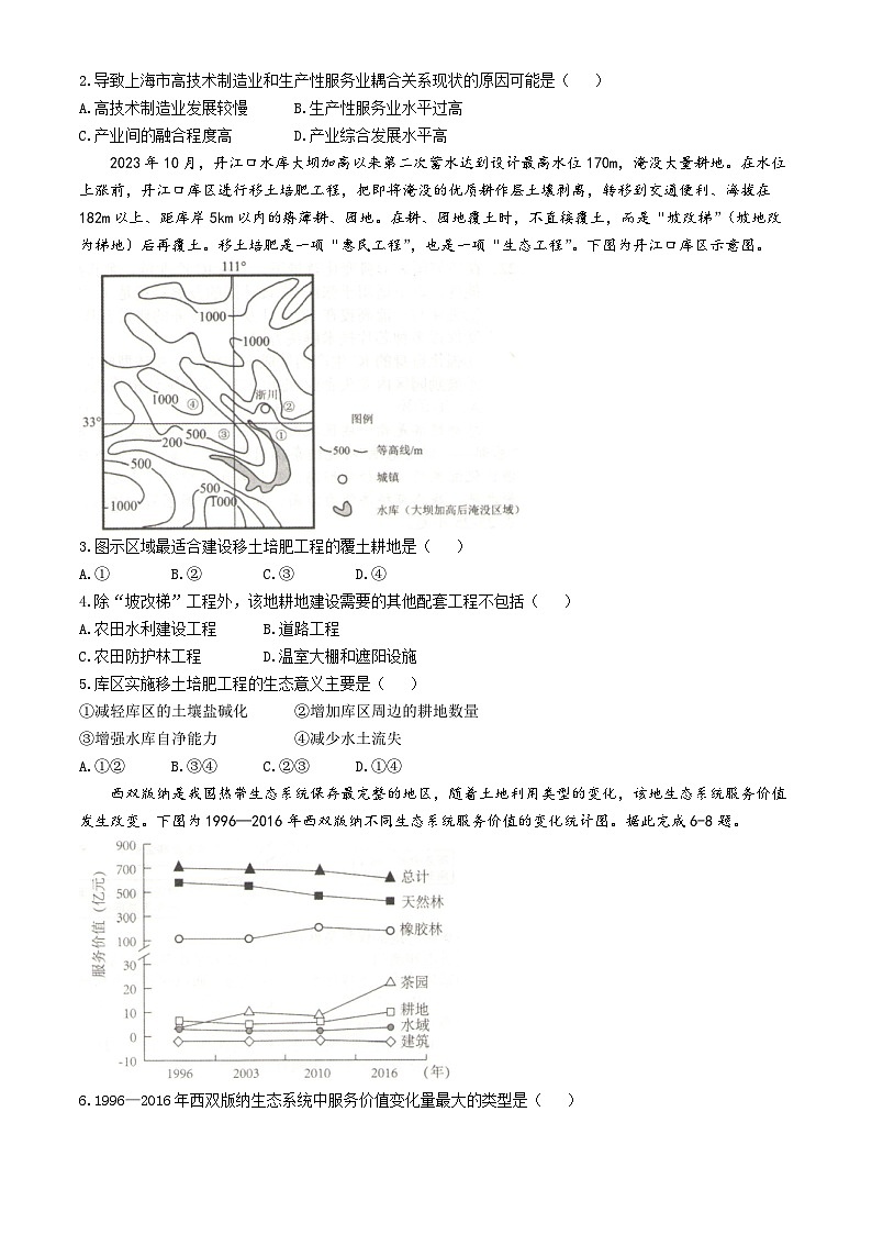 安徽省合肥市第一中学等学校2023-2024学年高二下学期期中联考地理试卷（Word版附解析）02