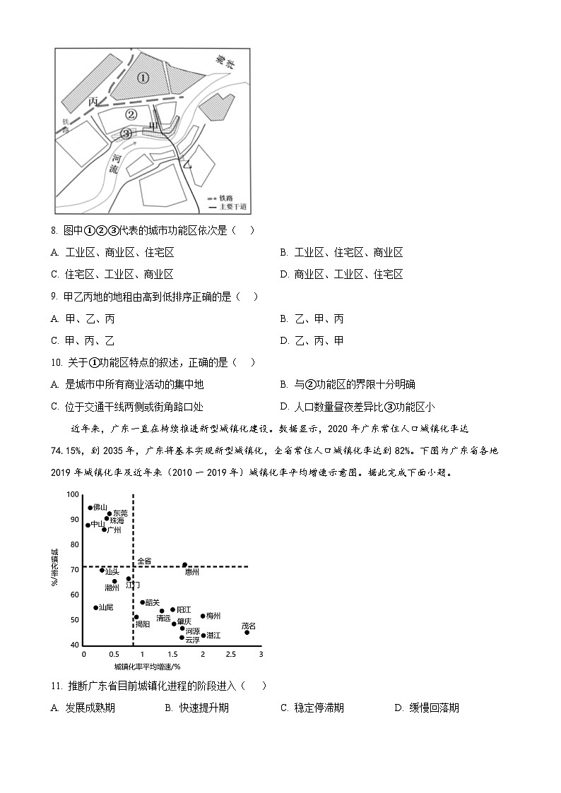 浙江省台州市六校2023-2024学年高一下学期4月期中地理试题（原卷版+解析版）03