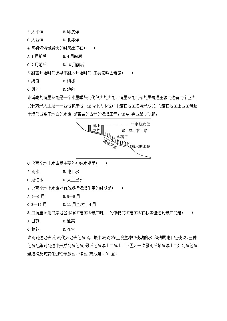 适用于新高考新教材新疆专版2024届高考地理一轮总复习考点规范练12水循环与陆地水体及其相互关系02