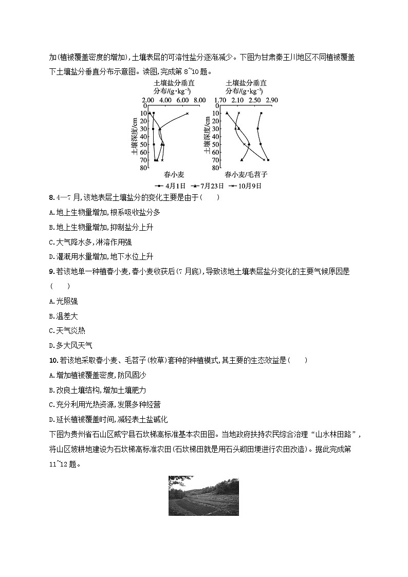 适用于新高考新教材新疆专版2024届高考地理一轮总复习考点规范练34生态脆弱区的综合治理03