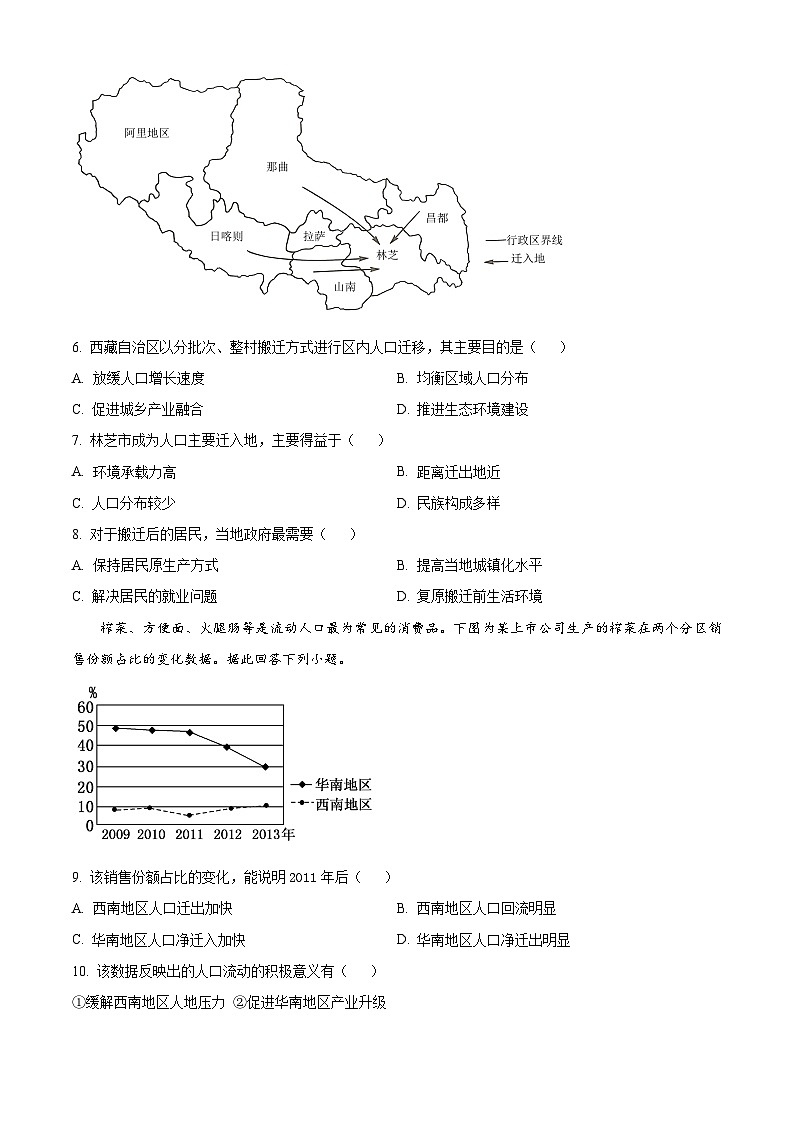 云南省大理白族自治州民族中学2023-2024学年高一下学期5月期中地理试题（原卷版）第3页