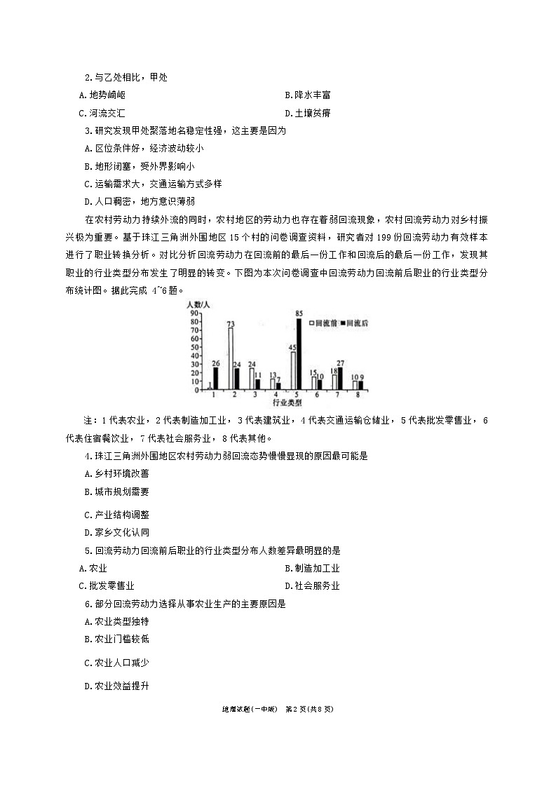 2024长沙一中高三下学期模拟卷（一）地理试题含解析02