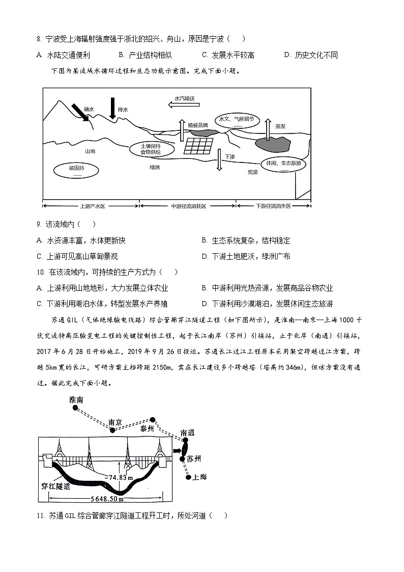 江苏省无锡市市北高级中学2023-2024学年高二下学期5月期中考试地理试题（原卷版+解析版）03