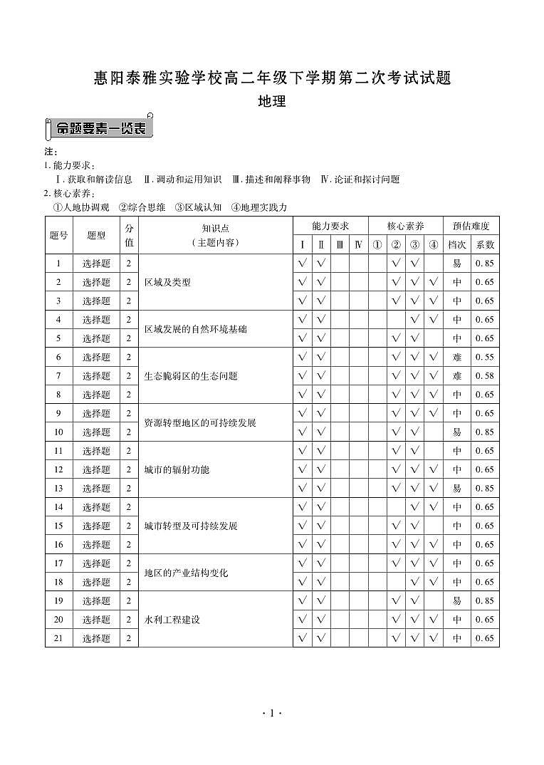 泰雅高二地理答案第1页