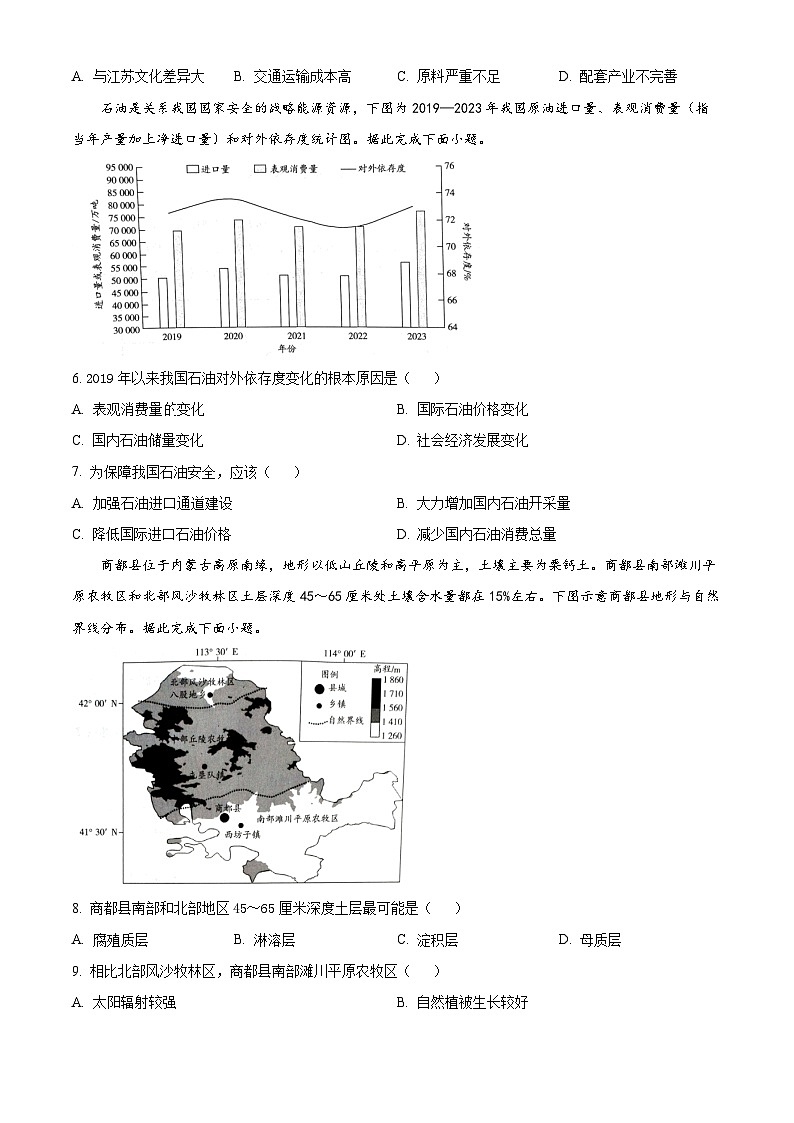 海南省琼中黎族苗族自治县琼中中学等校2023-2024学年高三下学期5月月考地理试题（原卷版）第2页
