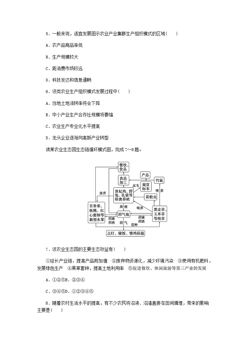 新教材2024高考地理二轮复习一8类识图技法专项训练技法5关联示意图判读含答案03