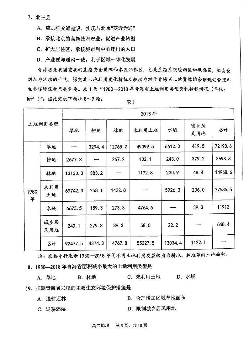 天津市第四十七中学2023-2024学年高二下学期期中地理试卷03