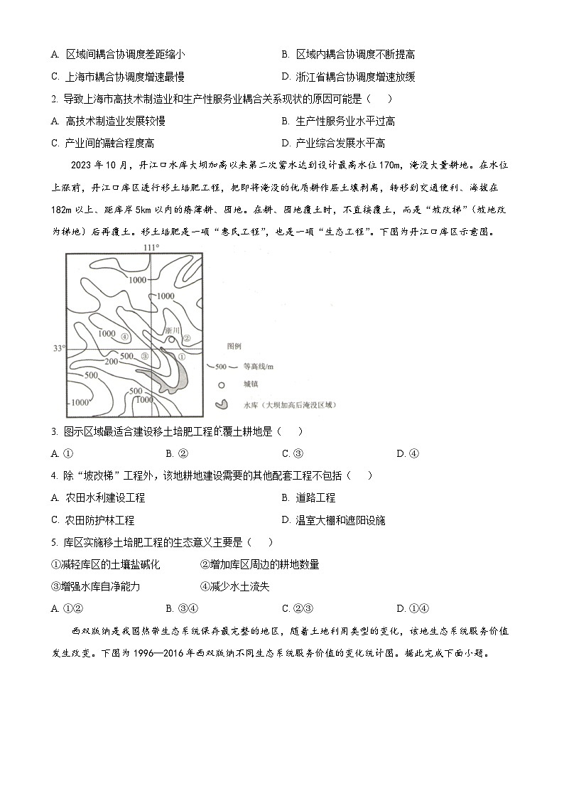 安徽省合肥市第一中学2023-2024学年高二下学期期中地理试卷（Word版附解析）02
