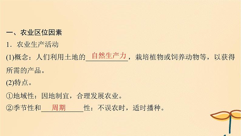 2025届高考地理一轮总复习第二模块人文地理第十章产业区位因素第24讲农业区位因素及其变化课件04