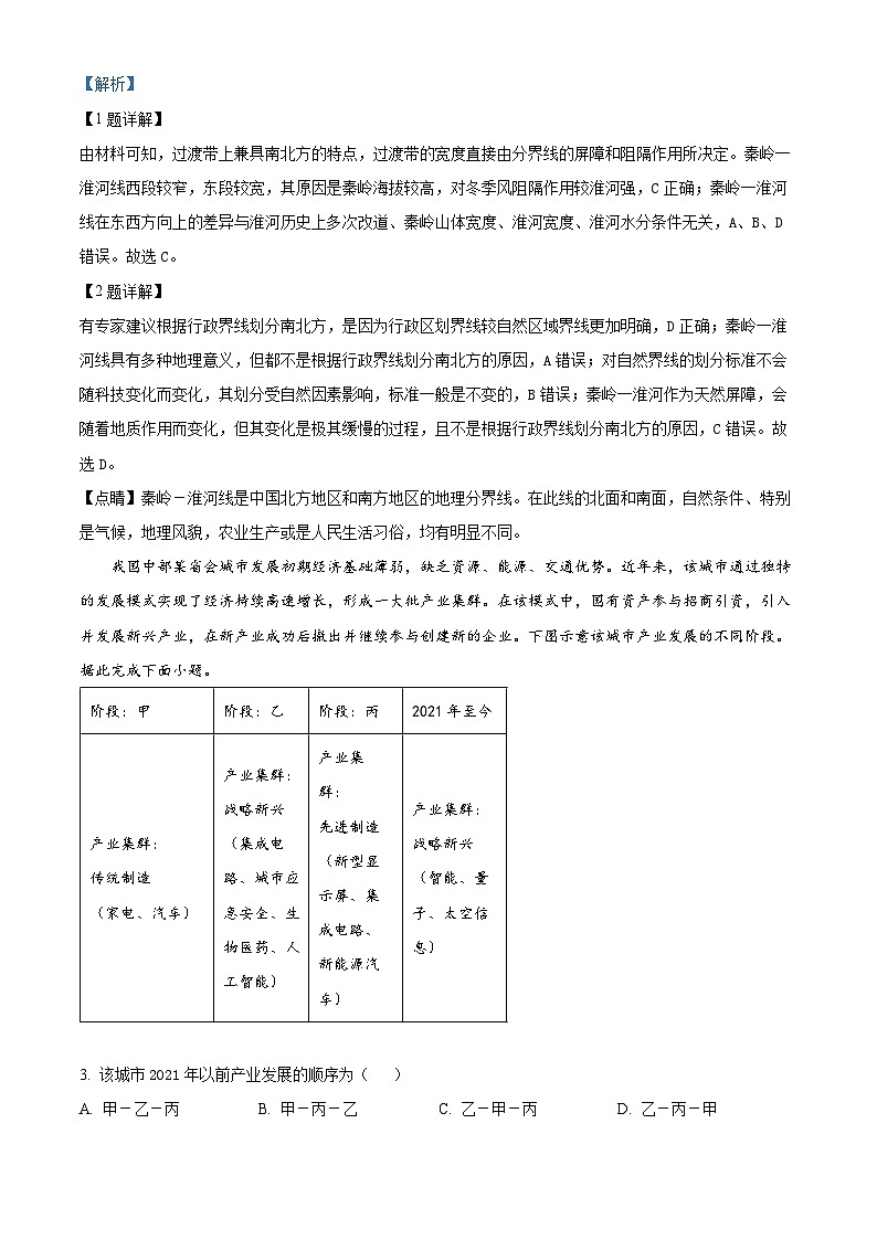 广东省佛山市名校2023-2024学年高二下学期期中联考地理试卷（原卷版+解析版）02