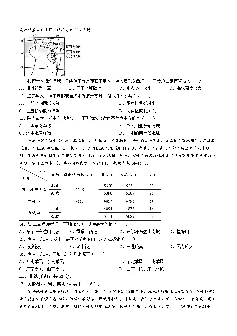 九师联盟2024届高三年级5月考前押题地理试题及答案03