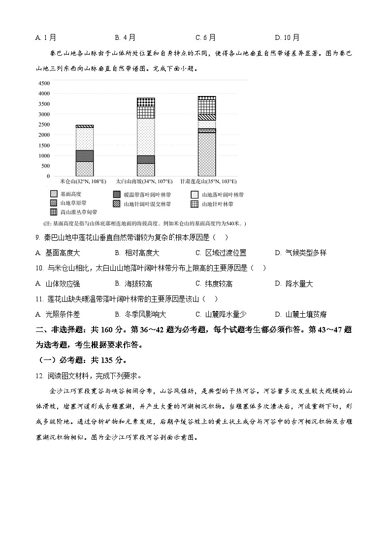 四川省大数据学考大联盟2023-2024学年高三下学期第一次质量检测文综地理试题 Word版无答案第3页