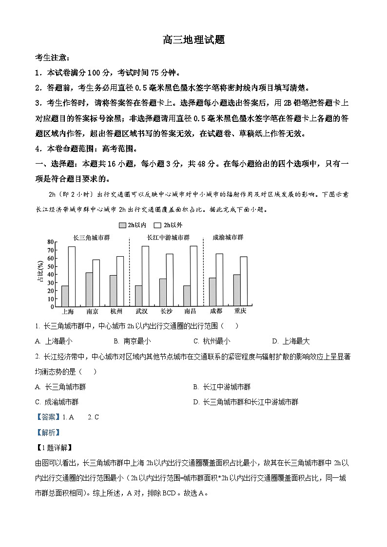 广东省深圳市光明区高级中学2023-2024学年高三下学期5月模拟考试地理试题（原卷版+解析版）01