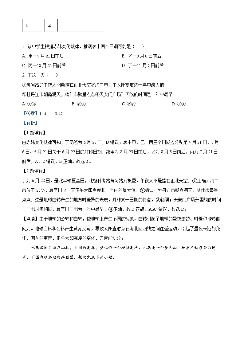 河北省沧州市八县2023-2024学年高三下学期5月月考地理试题（解析版）第2页